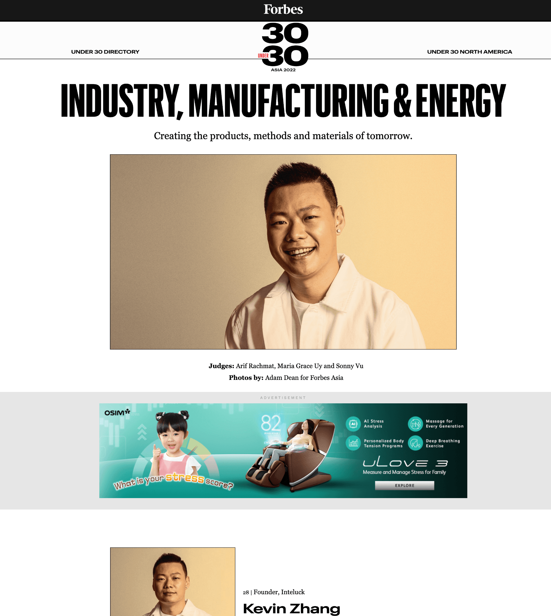 Forbes 30 Under 30 – CEO Close-up